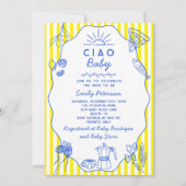 手描きチャオベビーイタリアンをテーマにした赤ちゃんシャワー 招待状 (正面)