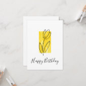 手描きチューリップ、黄色の水色抽象芸術 カード (正面/裏面インサイチュ)