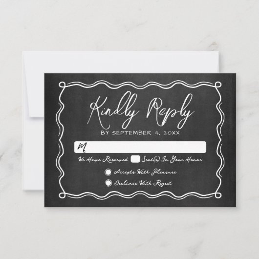 手描きチョークお洒落ボ結婚ード 出欠カード (正面)