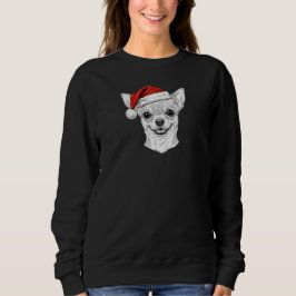 手描きチワワのクリスマスサンタドッグの肖像 スウェットシャツ
