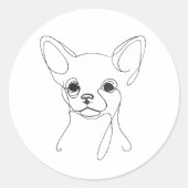 手描きチワワのシンプルラインアート ラウンドシール (正面)