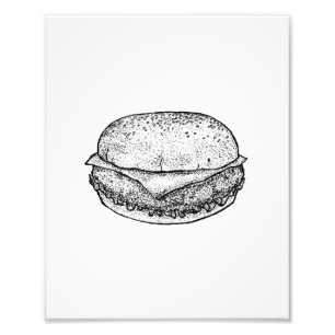 手描きチーズバーガーアートプリント フォトプリント