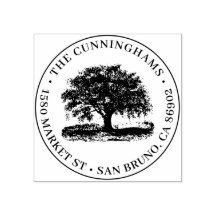 手描きツリーラウンドファミリー名と差出人住所