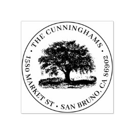 手描きツリーラウンドファミリー名と差出人住所 ラバースタンプ