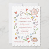 手描きティーお洒落ブライダルシャワー招待状 招待状 (正面)