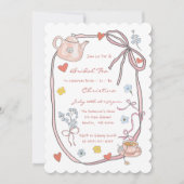 手描きティーお洒落ブライダルシャワー招待状 招待状 (正面)