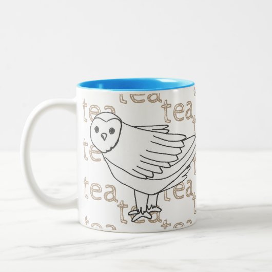 手描きティーコーヒースノーウィークフクロウ ツートーンマグカップ (左)