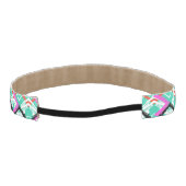 手描きティール（緑がかった色）ジグザグパターン アスレチックヘッドバンド (裏面)