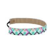 手描きティール（緑がかった色）ジグザグパターン アスレチックヘッドバンド (左)