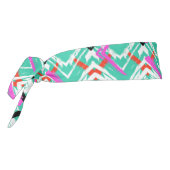 手描きティール（緑がかった色）ジグザグパターン タイヘッドバンド (回転270)