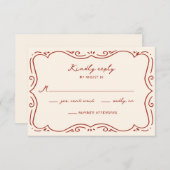 手描きテラコッタフレーム結婚ズ 出欠カード (正面/裏面)