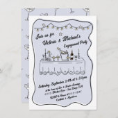 手描きディナ結婚ー婚約パーティ 招待状 (正面/裏面)