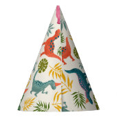 手描きディーノマイト誕生日パーティカラフルー パーティーハット (裏面)