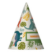 手描きディーノマイト誕生日パーティカラフルー パーティーハット (左)