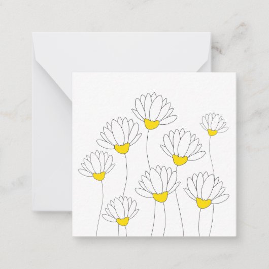 手描きデイジー茎 ノートカード (正面)