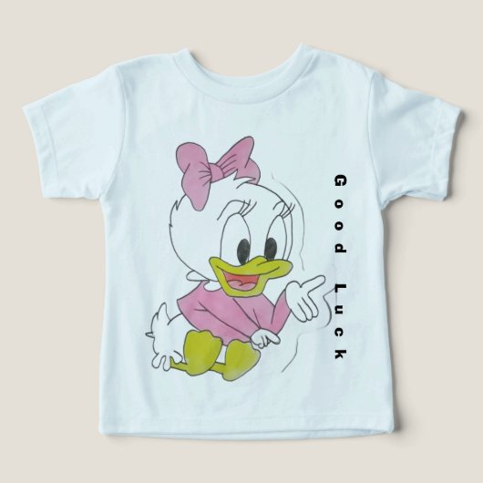 手描きデザインのキャラクターのアヒルの子供用Tシャツ (デザイン正面)