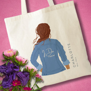 手描きデニムジャケット赤い髪I Do Crew トートバッグ