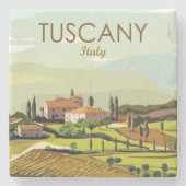 手描きトスカーニイタリア景観風景スケッチ ストーンコースター (正面)