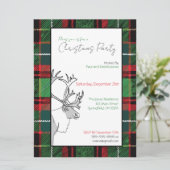 手描きトナカイの格子模様クリスマスカスタムパーティー 招待状 (スタンド正面)
