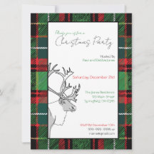 手描きトナカイの格子模様クリスマスカスタムパーティー