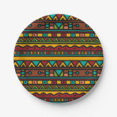 手描きトライバルパターンのアーストーン ペーパープレート (正面)