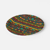 手描きトライバルパターンのアーストーン ペーパープレート (アングル)