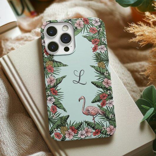手描きトロピカルフラミンゴイニシャル Case-Mate iPhoneケース