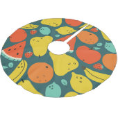 手描きトロピカルフルーツパターン ブラッシュドポリエステルツリースカート (アングル)