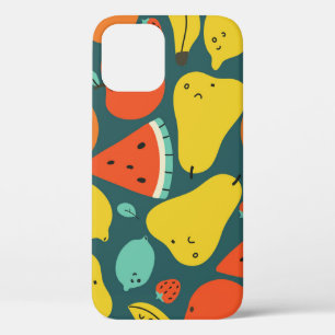 手描きトロピカルフルーツパターン iPhone 12ケース