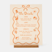 手描きトロピカル結婚バードリンクメニュー アクリルサイン (正面)