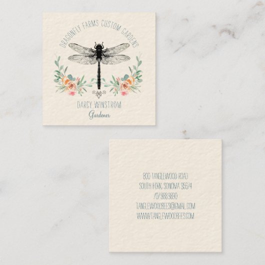 手描きトンボフローラ庭師 スクエア名刺 (正面/裏面)