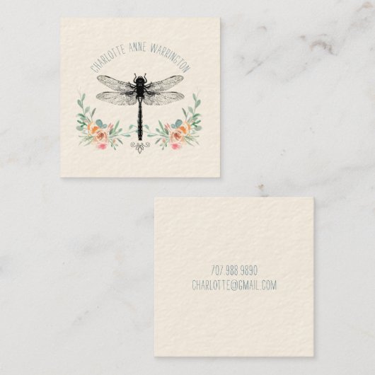 手描きトンボフローラ スクエア名刺 (正面/裏面)