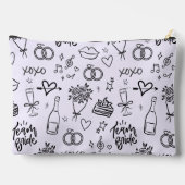 手描きドゥードル パープル ブライダル シャワー アクセサリーポーチ (裏面)