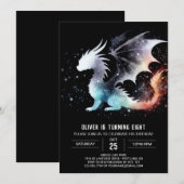 手描きドラゴンの誕生日デジタル 招待状 (正面/裏面)