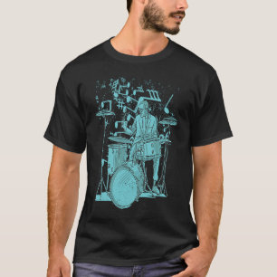 手描きドラムドラムミュージシャン音楽楽器 Tシャツ