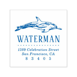 手描きドルフィンファミリー名差出人住所 セルフインキングスタンプ