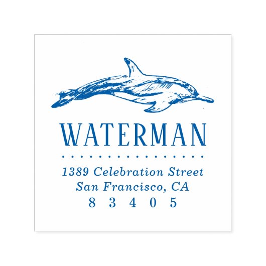 手描きドルフィンファミリー名差出人住所 セルフインキングスタンプ (デザイン)