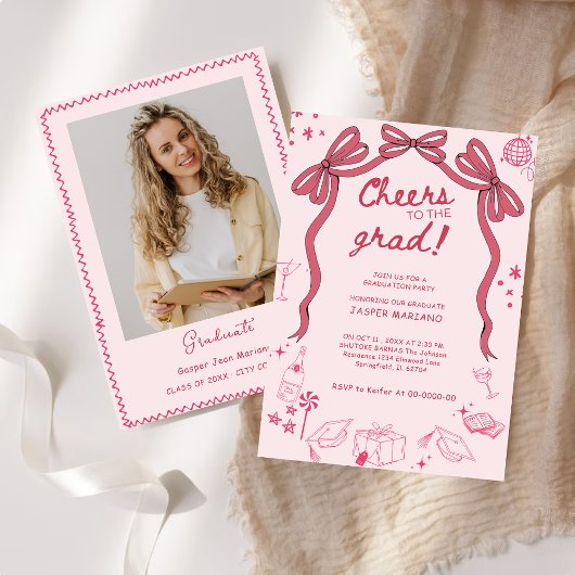 手描きドードルお洒落ズ卒業パーティー 招待状