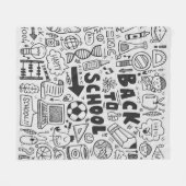 手描きドードルの学校要素 フリースブランケット (正面(横))