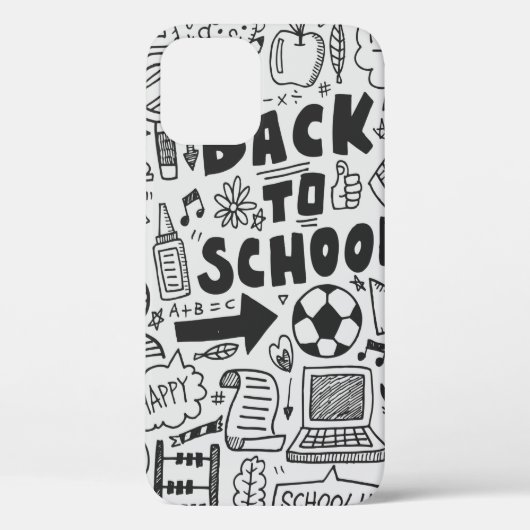 手描きドードルの学校要素 Case-Mate iPhoneケース (裏面)