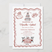 手描きドードルイタリアン結婚式招待状 招待状 (正面)