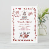 手描きドードルイタリアン結婚式招待状 招待状 (スタンド正面)