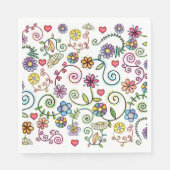 手描きドードルカラフルフローラ継ぎ目パターン スタンダードランチョンナプキン (正面)