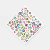 手描きドードルカラフルフローラ継ぎ目パターン スタンダードランチョンナプキン (角)