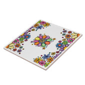 手描きドードルカラフルフローラ継ぎ目パターン タイル (側面)