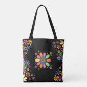 手描きドードルカラフルフローラ継ぎ目パターン トートバッグ (裏面)