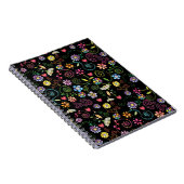 手描きドードルカラフルフローラ継ぎ目パターン ノートブック (右側)