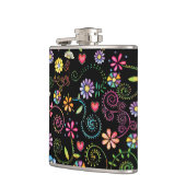 手描きドードルカラフルフローラ継ぎ目パターン フラスク (左)