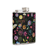 手描きドードルカラフルフローラ継ぎ目パターン フラスク (右)