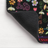 手描きドードルカラフルフローラ継ぎ目パターン マウスパッド (コーナー)